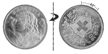 20 francs 1930, 45° rotated