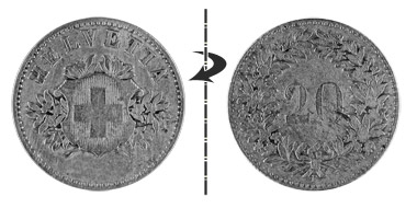 20 centimes 1858, Normal position