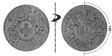20 centimes 1858, 180° tourné