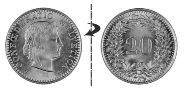 20 centimes 1959, Normal position