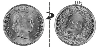 20 centimes 1960, 15° rotated