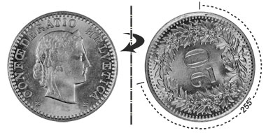 20 centimes 1960, 255° tourné