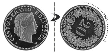20 centimes 1991, 120° rotated