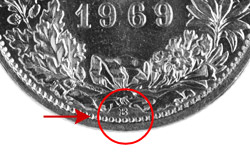 2 francs, with mint mark B