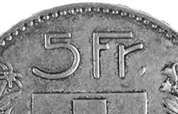 5 Franken, 1922, Währung